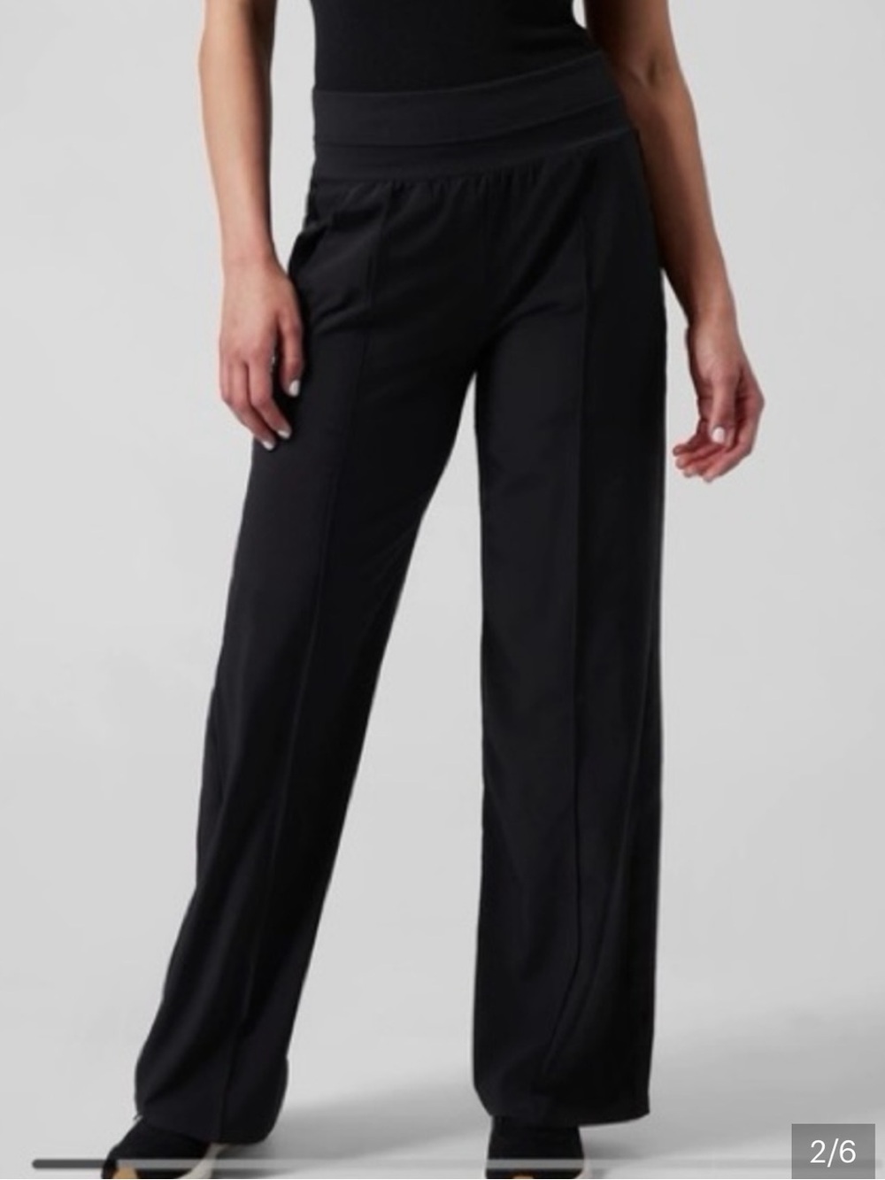 Athleta Nolita Wide Leg High Rise Lightweight Pants Black-sz 10P